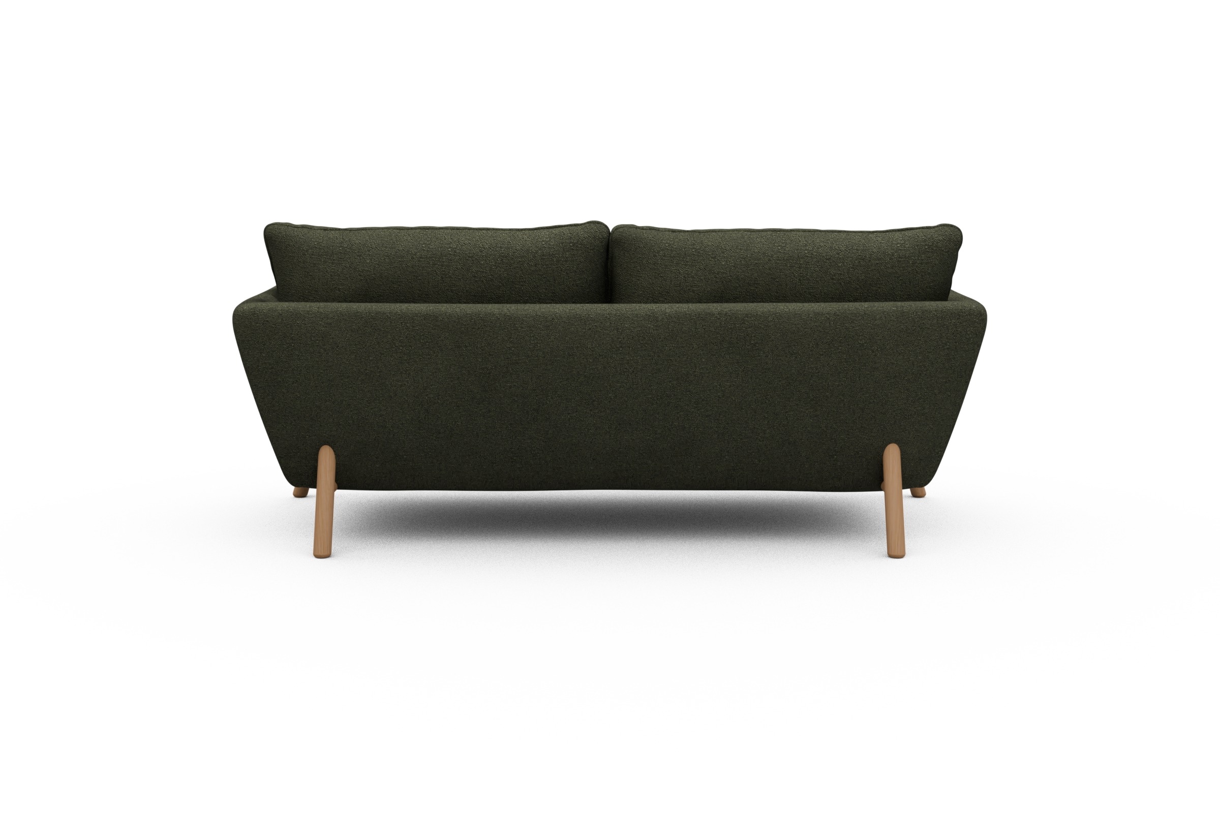 Sofa Emil 2-Sitzer Beinfarbe Eiche Natur Boucle-Forest-Green