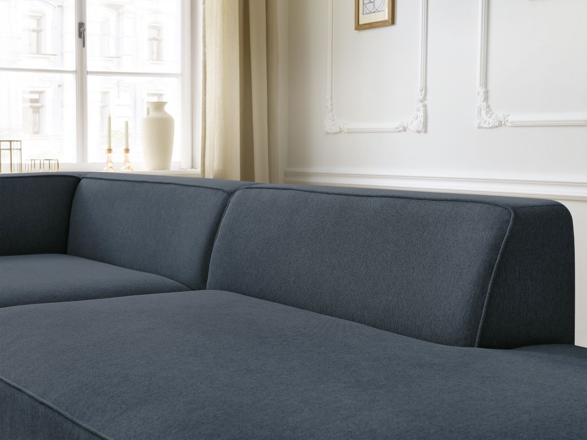 Bobochic Rousseau Ecksofa Melange-Stoff Dunkelblau Ecke links