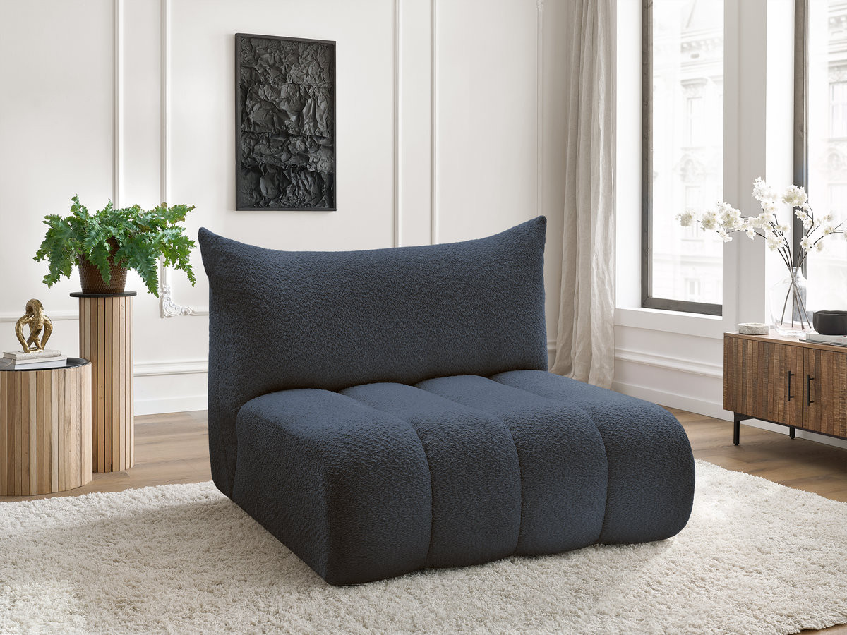 Bobochic Azra Sofamodul 2-Sitzer 120 × 112 cm Bouclé-Stoff Dunkelblau