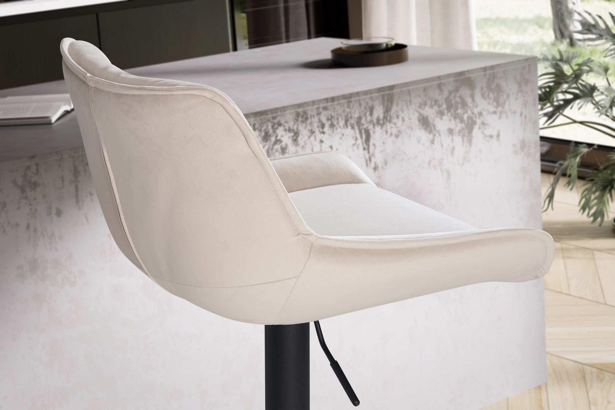 Barhocker Rypefjord Samt Beige Tiefe 55 cm