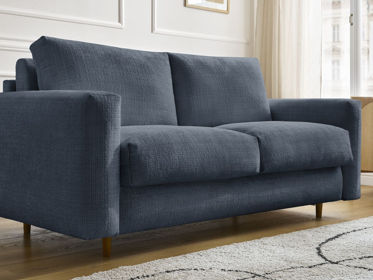 Bobochic Cocoone Schlafsofa 3-Sitzer Strukturstoff Dunkelblau, Liegefläche 140 × 200 cm