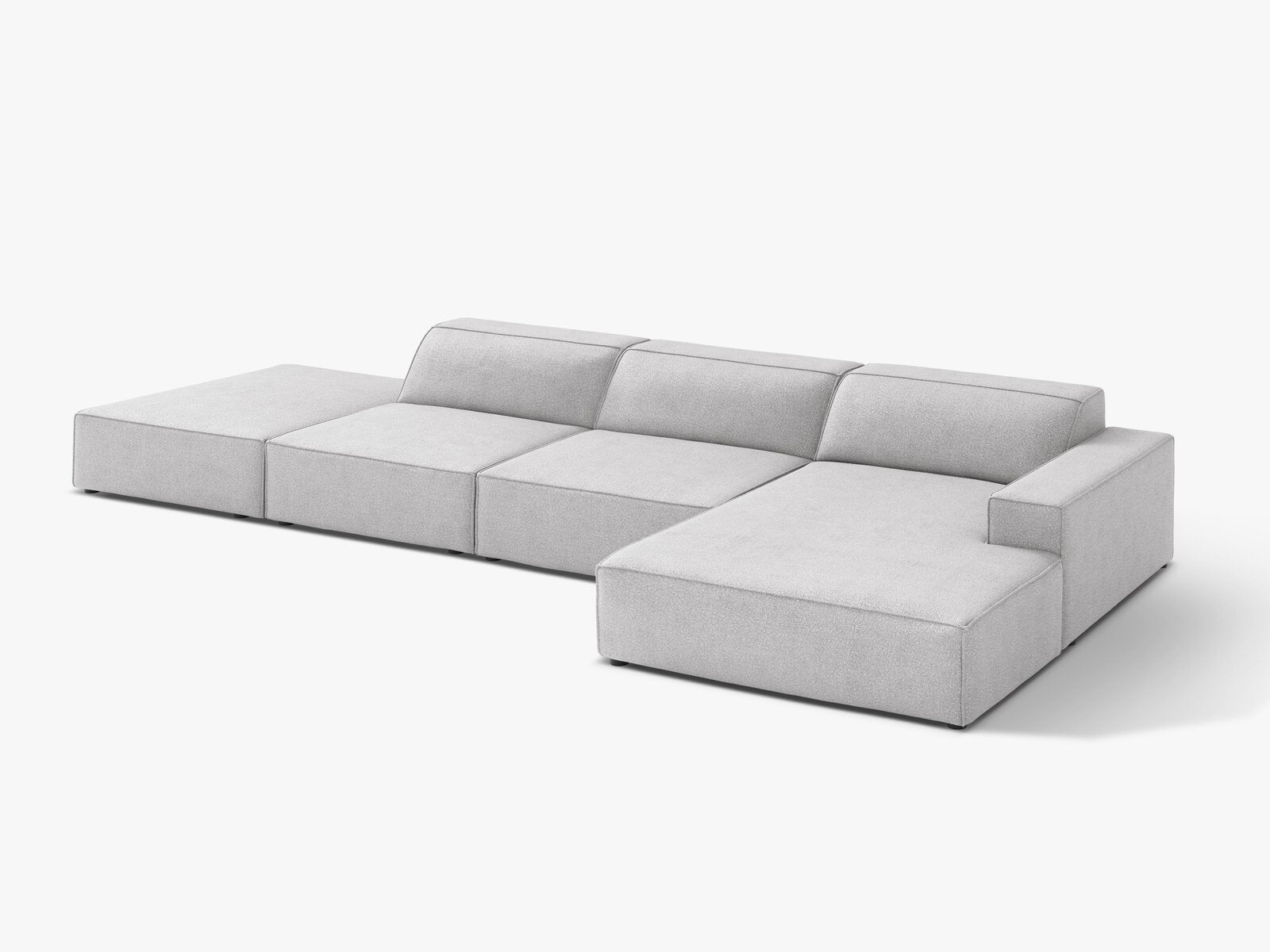 Micadoni Ecksofa Jodie 5-Sitzer Rechts Boucle Baloo Hellgrau