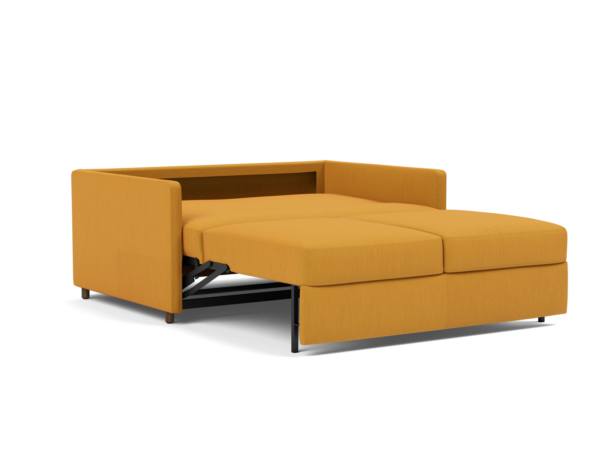 Schlafsofa Neah mit Slim-Armlehnen 140 Flachgewebe Elegance 507-Burned-Curry