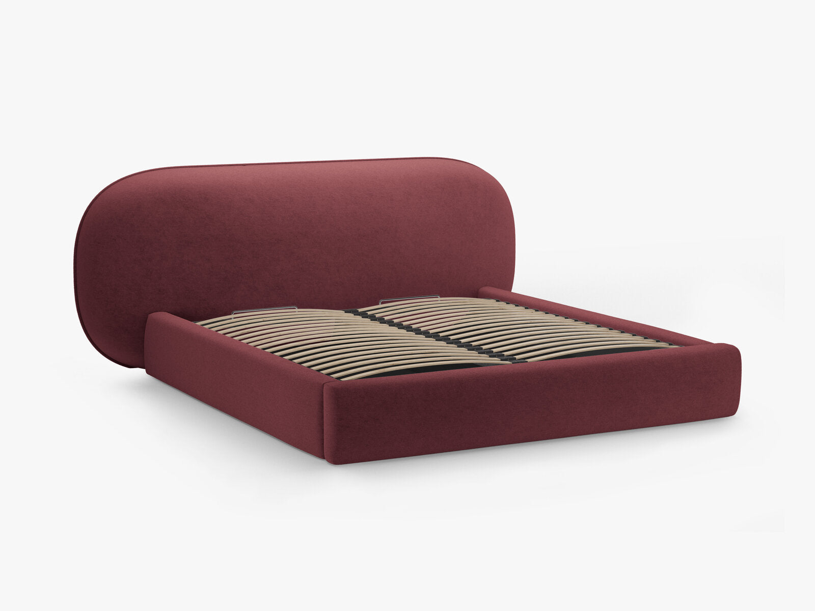 Micadoni Stauraumbett mit Kopfteil Ovalo Chenille Perfect Harmony Kirschholz 160x200