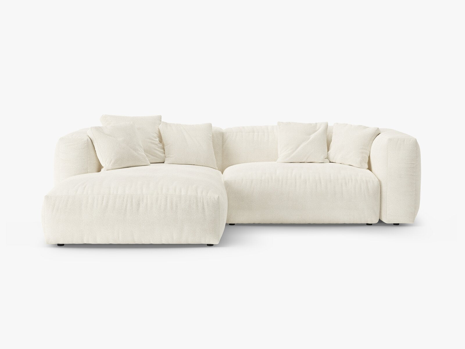 Micadoni Martina Ecksofa 4-Sitzer mit Schlaffunktion Links Boucle Monet Elfenbein