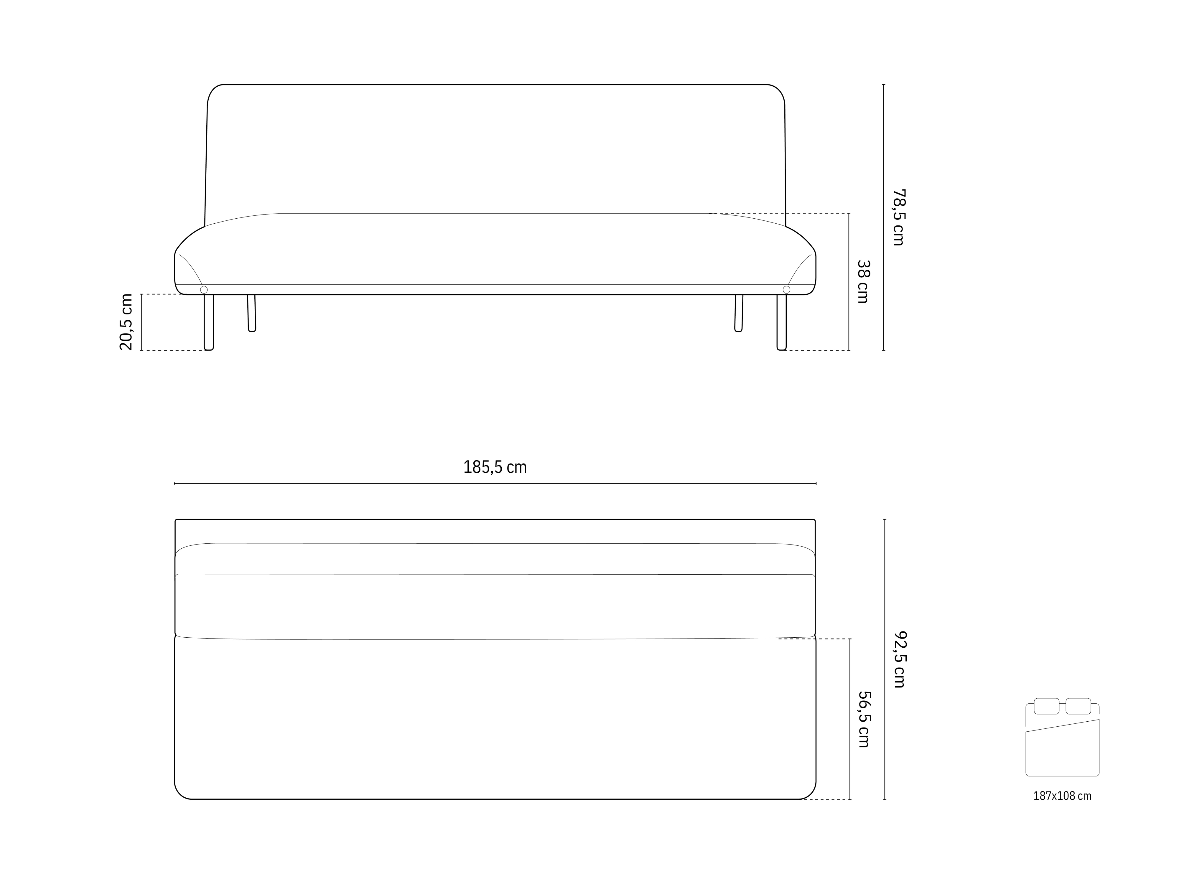 Micadoni Sofa Sor 2-Sitzer mit Schlaffunktion