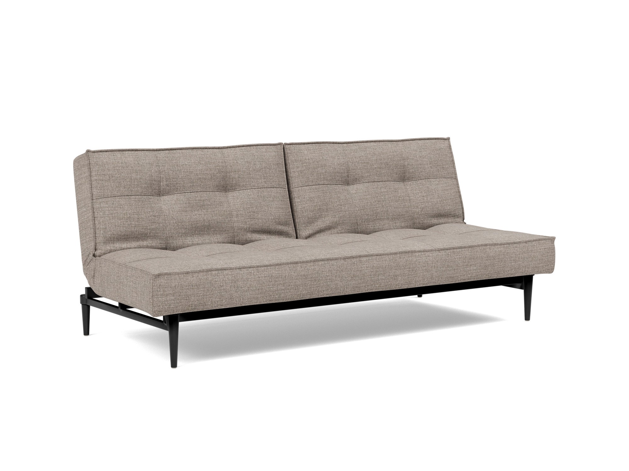 Schlafsofa Splitback Chenille Yuveno 472-Warm-Grey Beine Styletto Eiche schwarz