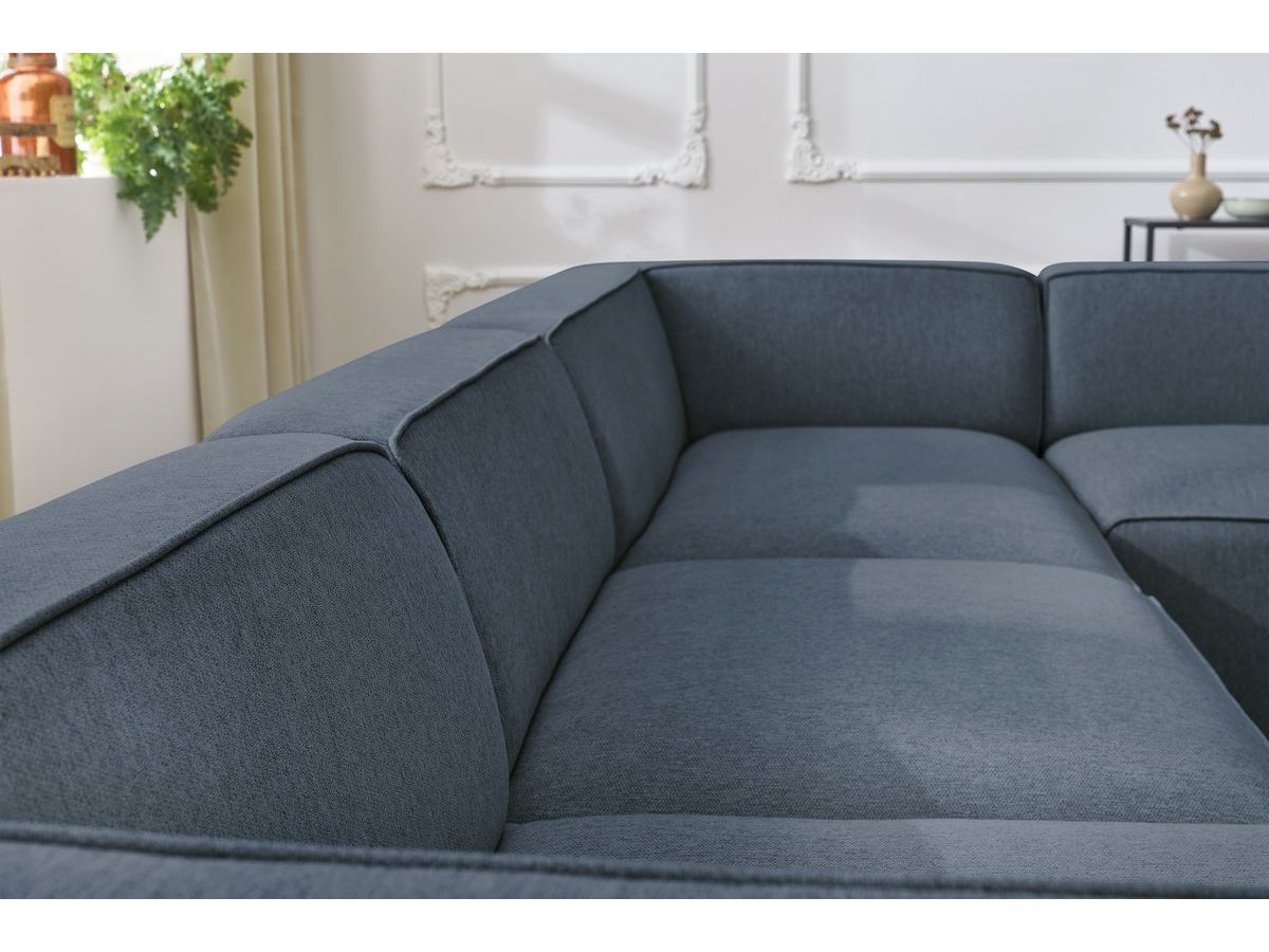 Bobochic Megeve Wohnlandschaft Melange-Stoff Dunkelblau Ecke links