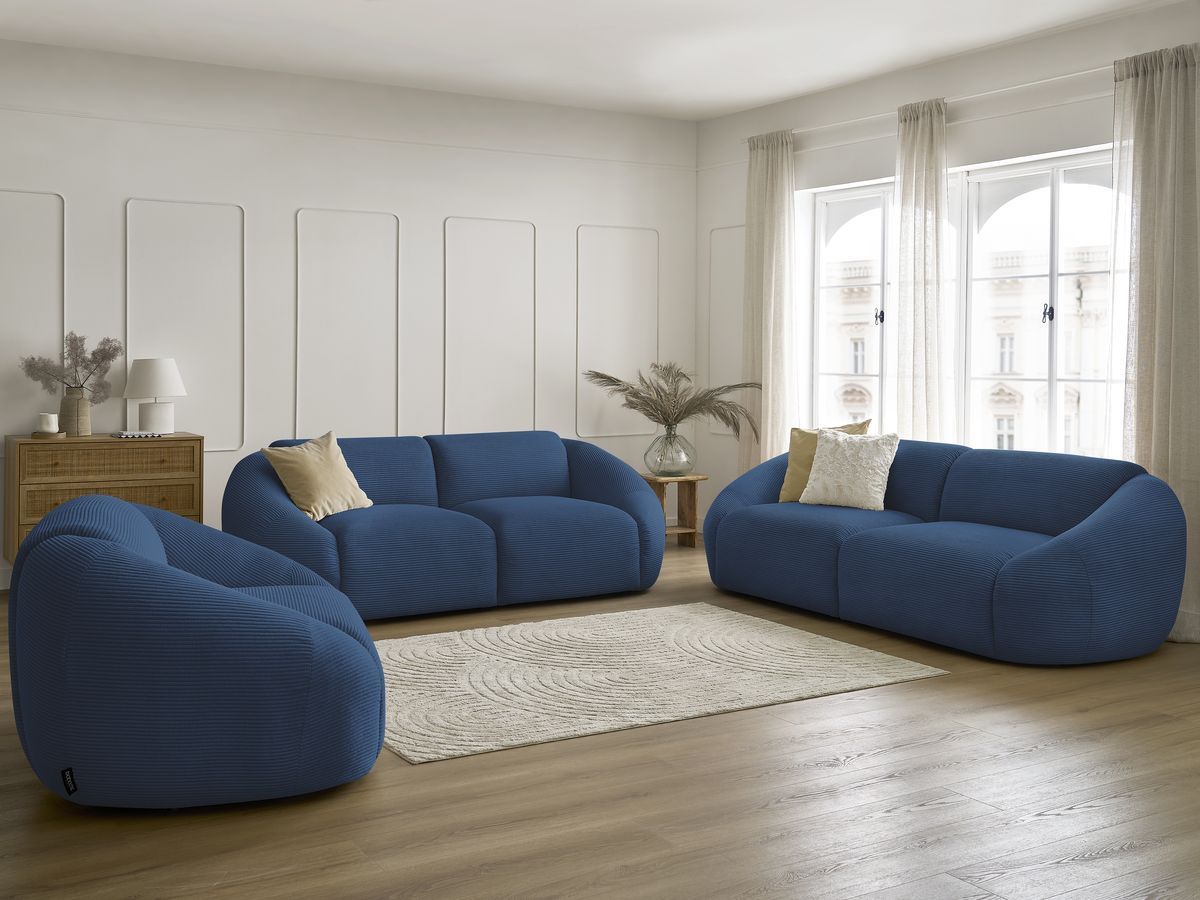 Bobochic Tina Sofa 6-Sitzer Cordsamt Dunkelblau
