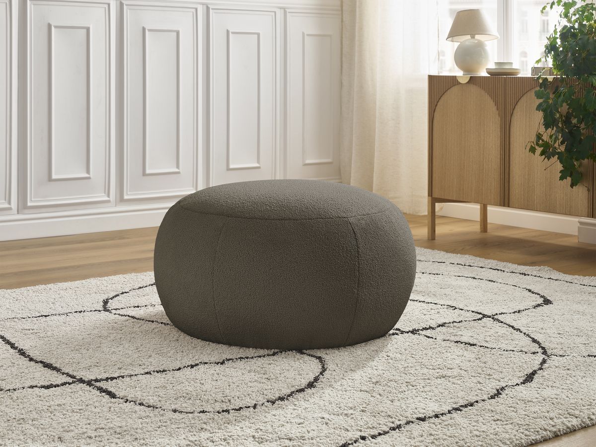 Bobochic Hayden Pouf, rund Bouclé-Stoff Braun, 76 cm