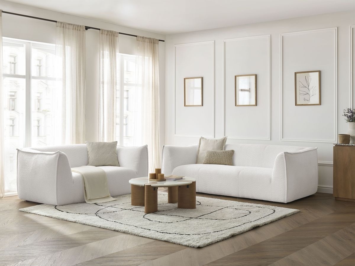 Bobochic Giorgia Sofa 5-Sitzer 412 × 100 cm Bouclé-Stoff Weiß