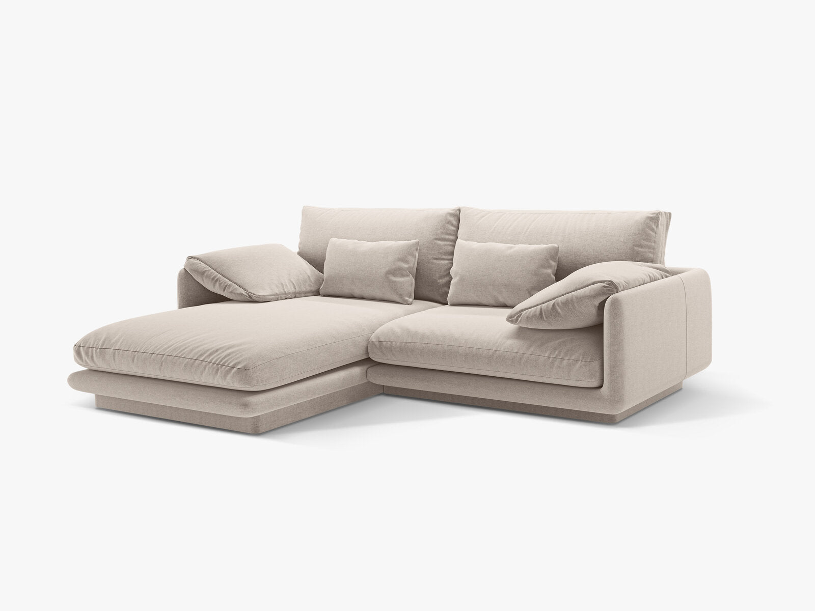 Micadoni Ecksofa Torino 3-Sitzer Links Strukturierter Stoff Helles Beige