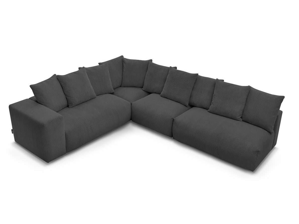 Bobochic Voltaire Ecksofa 322 × 268 cm Cordsamt Dunkelgrau Ecke links