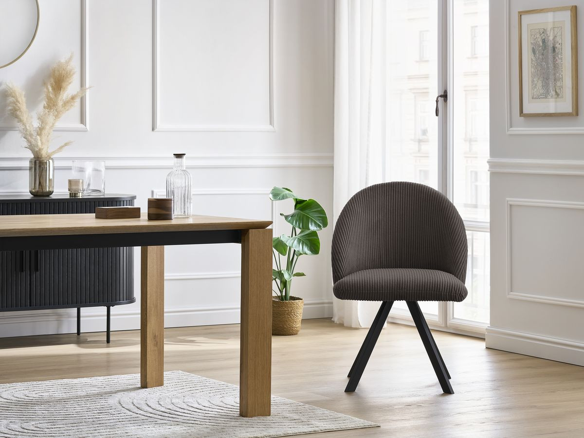 Bobochic Lalie Esszimmerstuhl 2er-Set mit Sternfuß Cordsamt Taupe