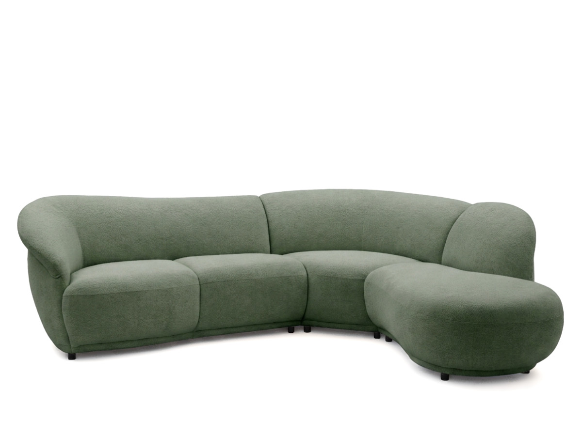 Bobochic Nora Ecksofa Chenille Grün Ecke rechts