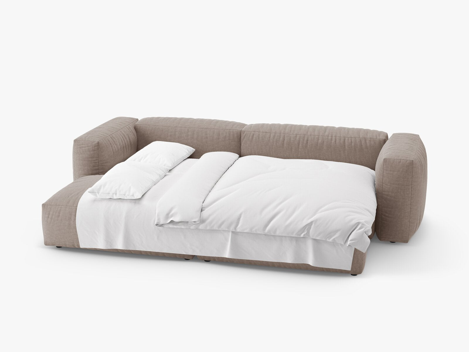 Micadoni Martina Ecksofa 4-Sitzer mit Schlaffunktion Links Strukturierter Stoff Boston Dunkelbeige