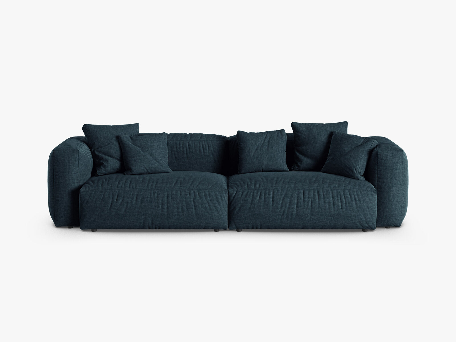 Micadoni Sofa Martina 4-Sitzer 90cm Sitztiefe Strukturierter Stoff Boston Jeansblau