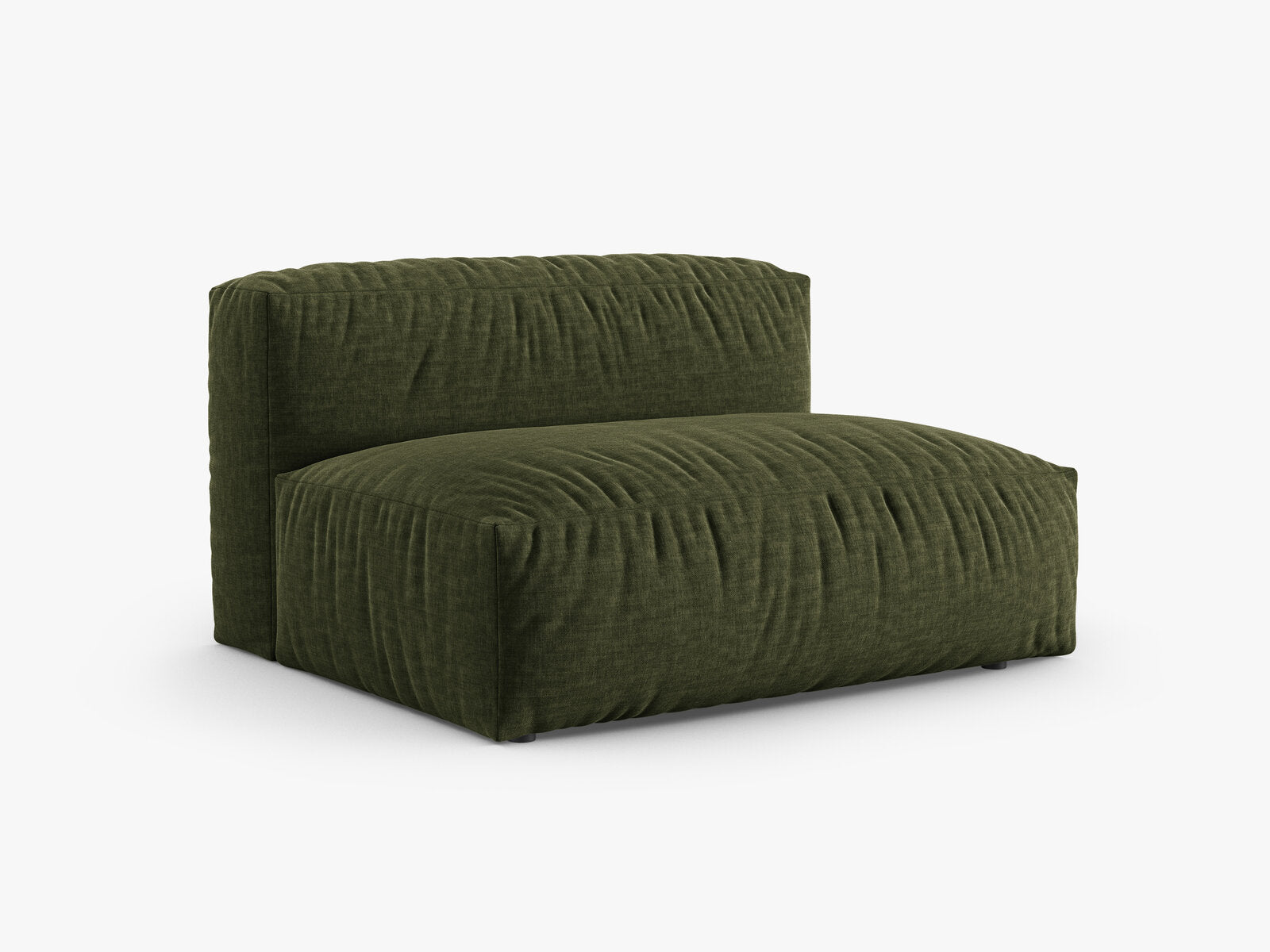 Micadoni Eckmodul mit Armlehne Martina 1-Sitzer Groß 90cm Sitztiefe Rechts Strukturierter Stoff Boston Grün