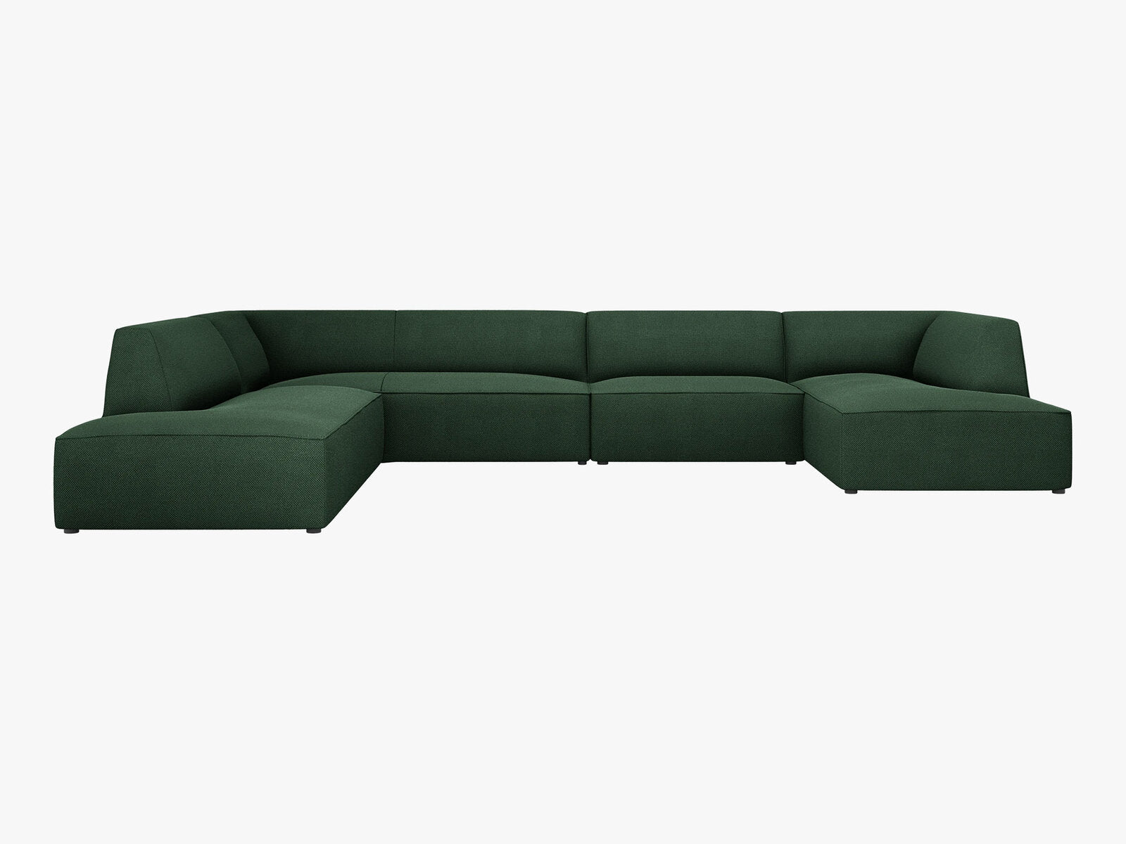 Micadoni Panorama-Ecksofa Ruby 7-Sitzer Links Strukturierter Stoff Ottawa Grün