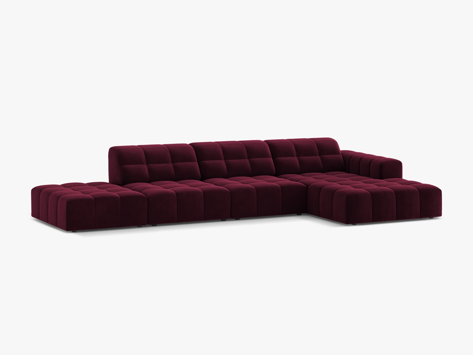Micadoni Ecksofa Jennifer 5-Sitzer Rechts Samt Venus Burgunder