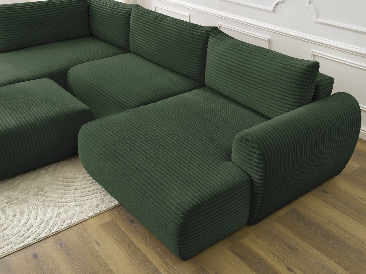 Bobochic Lucien Wohnlandschaft mit Pouf Breitcord weich Grün Ecke rechts