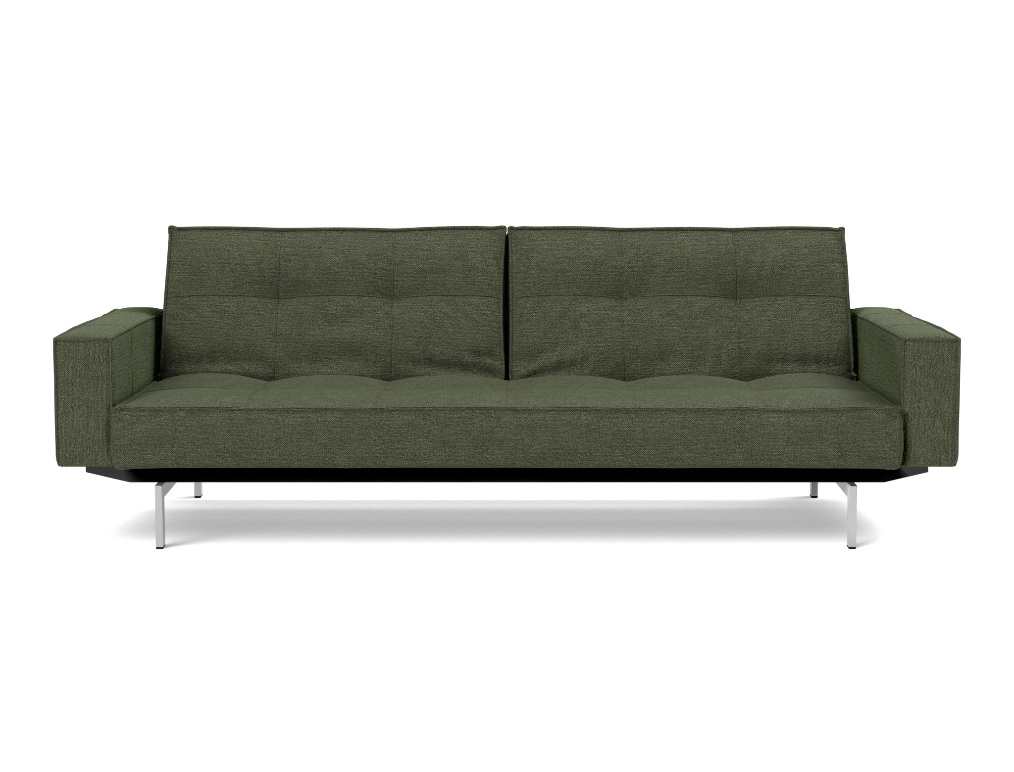 Schlafsofa Splitback mit Armlehnen Strukturierter Stoff Taura 353-Forest Beine Chrom