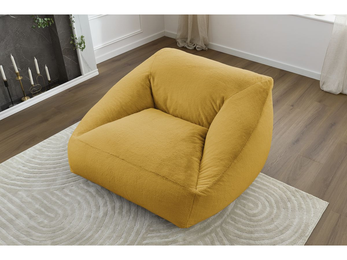 Bobochic Lilibet Pouf Kunstfell Gelb
