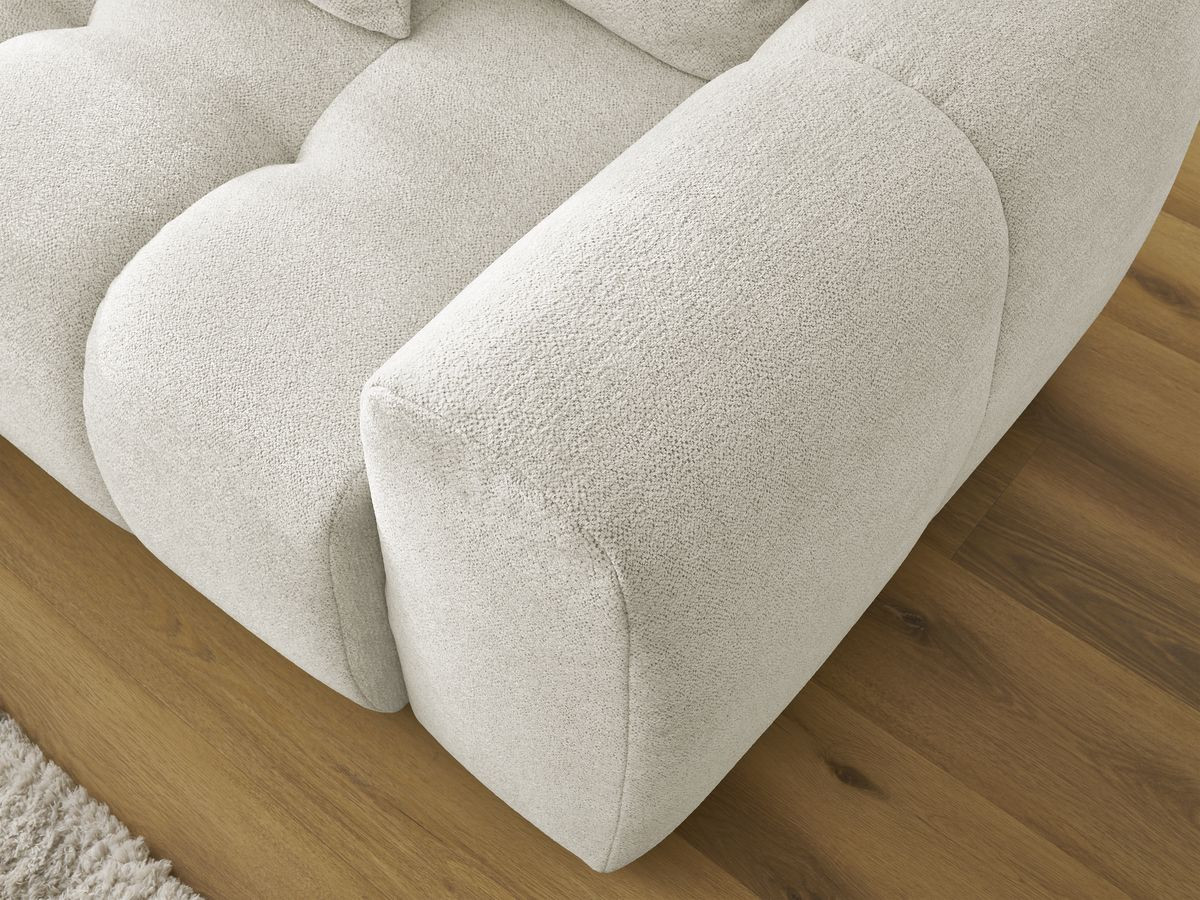 Bobochic Roxelane Ecksofa mit Schlaffunktion und Bettkasten 258 × 150 cm Melange-Stoff Weiß Ecke links