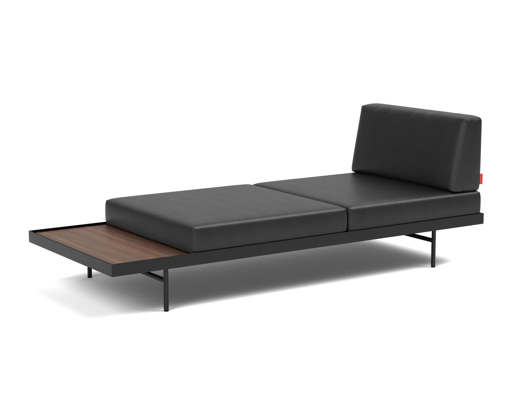Tagesbett Puri Lederoptik Faunal 550-Black Beine mit Nussbaumtisch