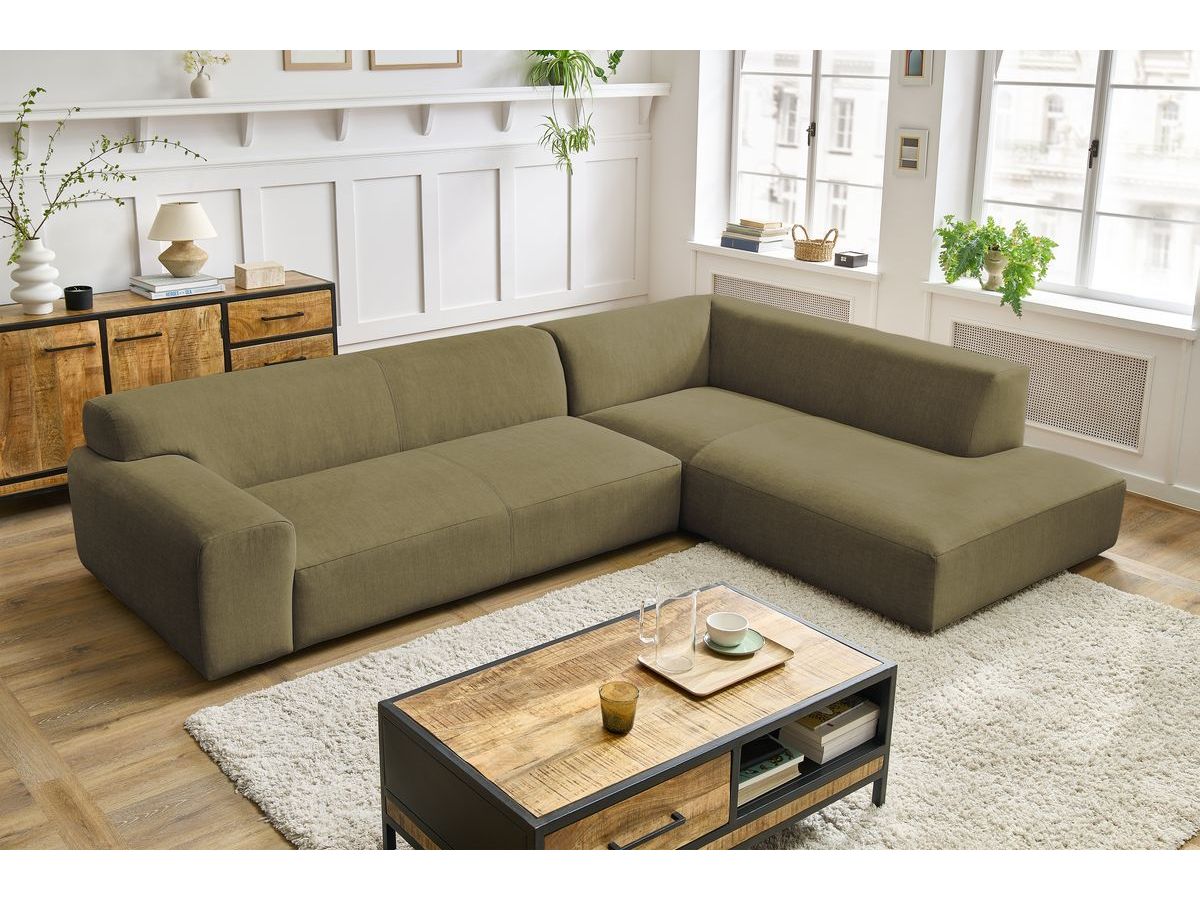 Bobochic Lavena Ecksofa 312 × 220 cm Samt Grün Ecke rechts