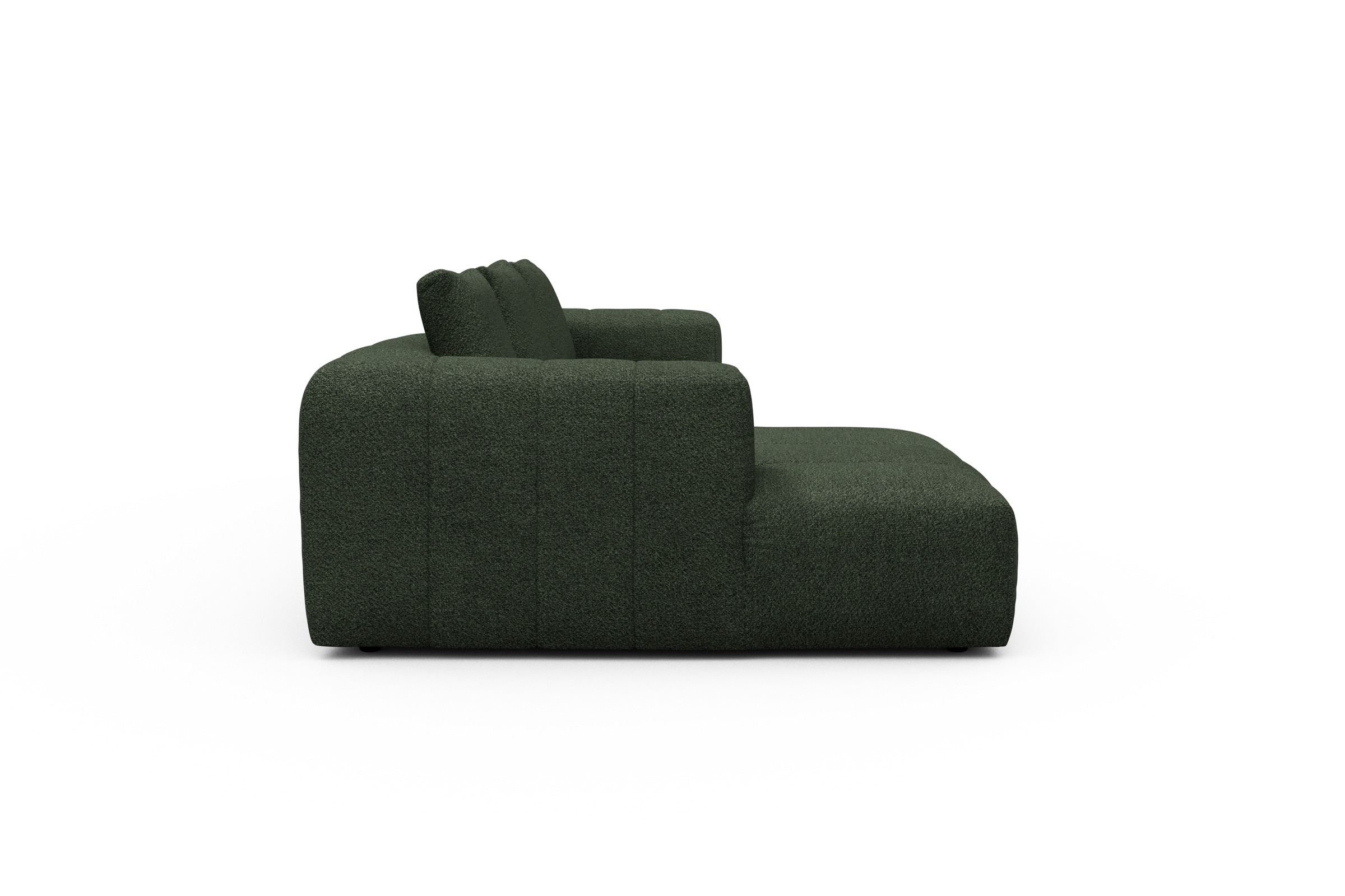 Ecksofa Hugo 2,5-Sitzer Armlehne rechts mit Chaiselongue Vanora-Deep-Green