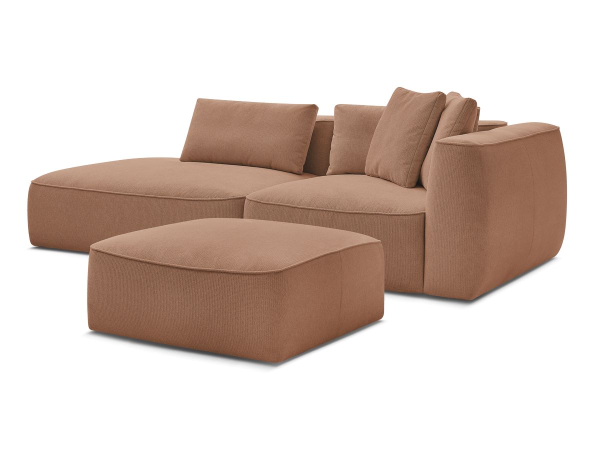 Bobochic Leopold Sofa 4-Sitzer mit Pouf Melange-Stoff Orange Armlehne rechts