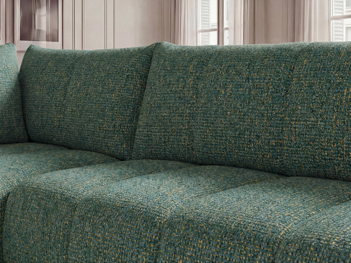 Bobochic Nesty Ecksofa in L-Form, 256 cm Melange-Stoff Dunkelgrün Ecke links