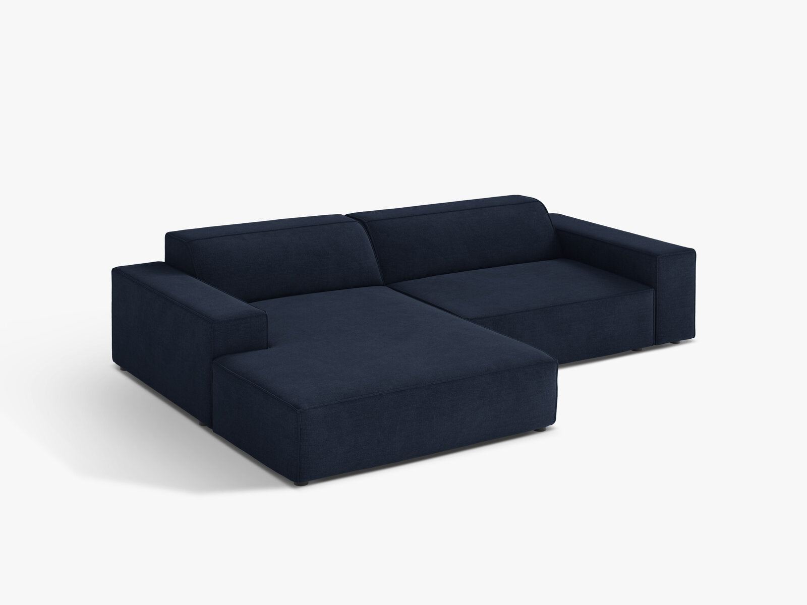 Micadoni Ecksofa Jodie 3-Sitzer Links Strukturierter Stoff Liberty Marineblau