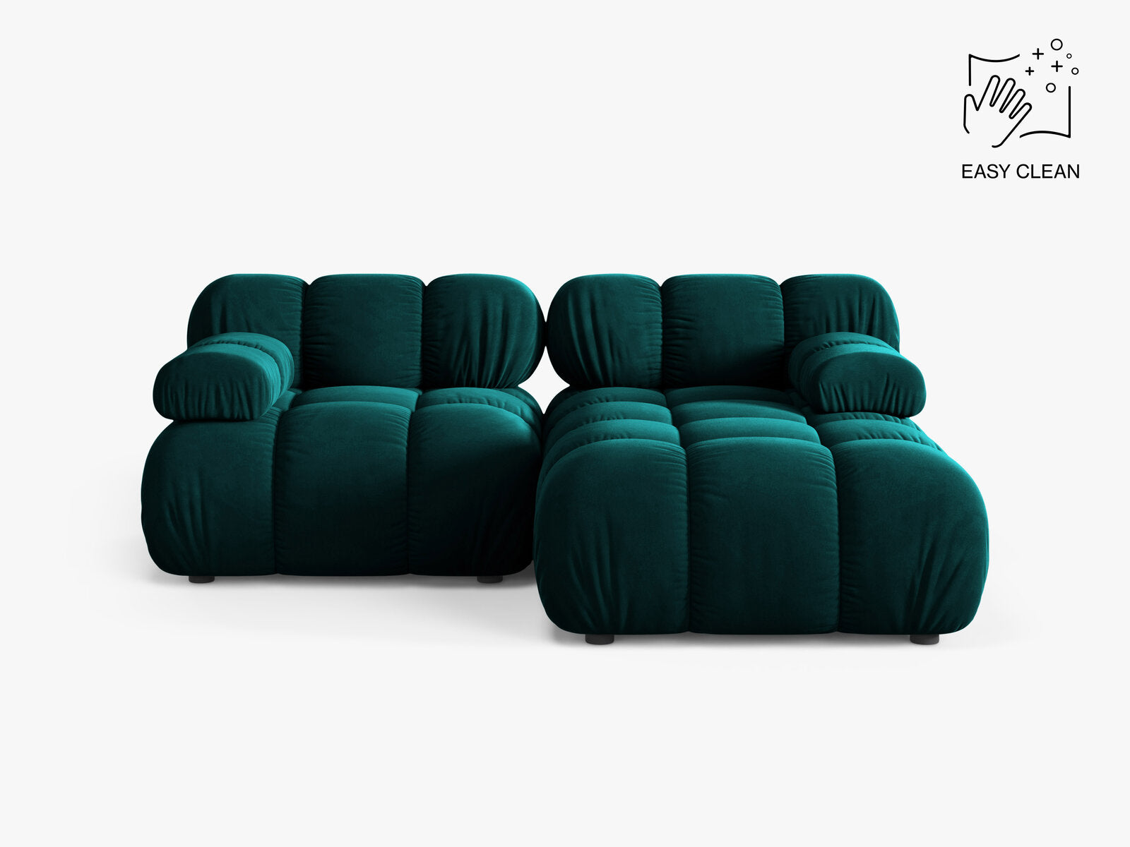 Micadoni Modulares Ecksofa Bellis 3-Sitzer Rechts Samt Venus Dunkel Petrol