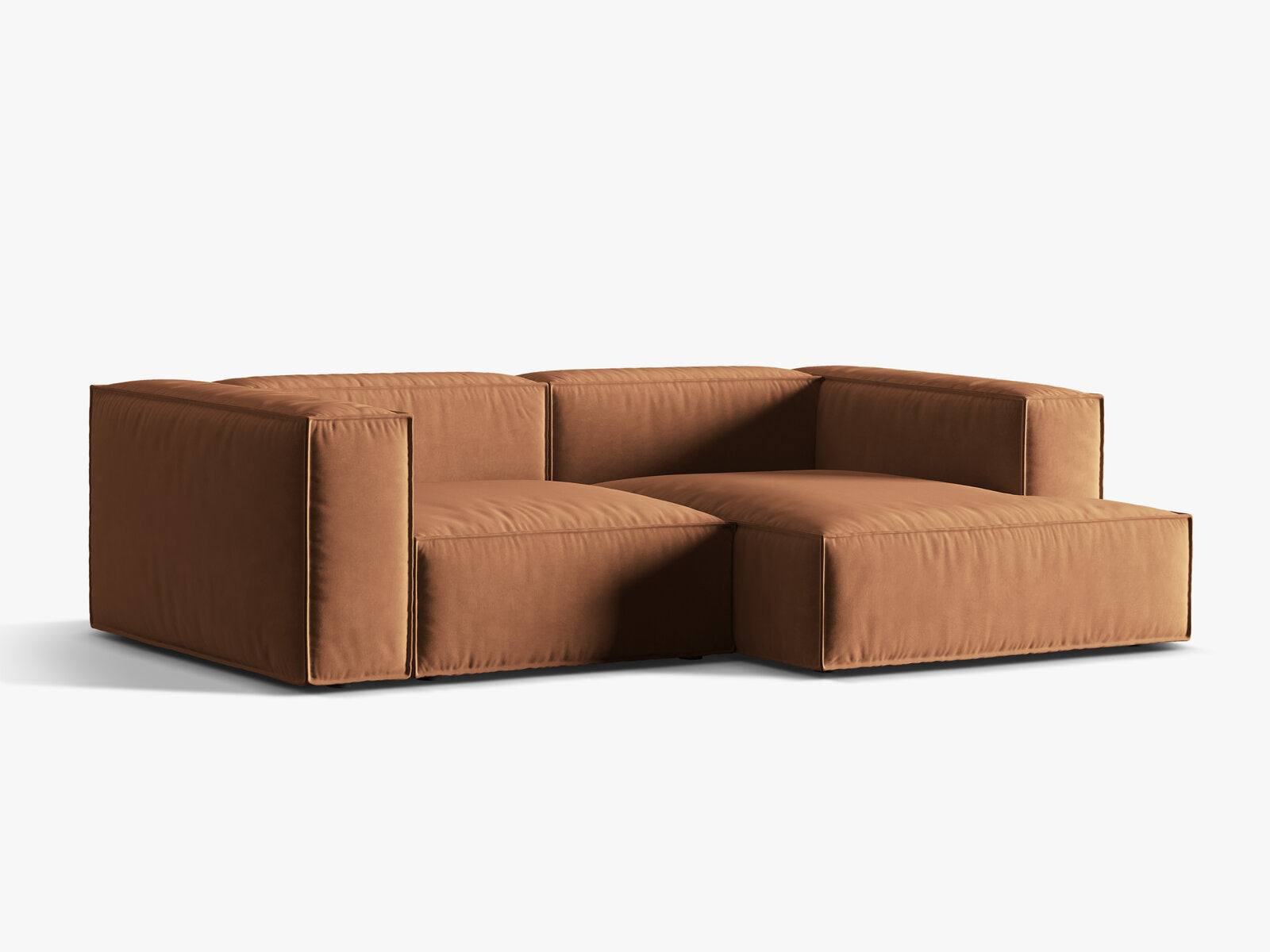 Micadoni Ecksofa Nuria 3-Sitzer Rechts Samt Honig