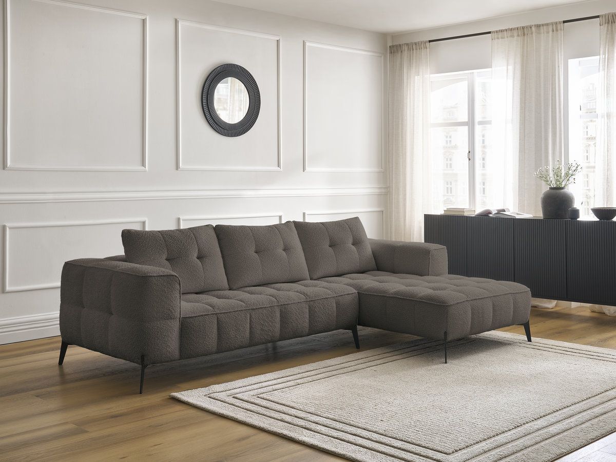 Bobochic Anis Ecksofa Bouclé-Stoff Braun Ecke rechts