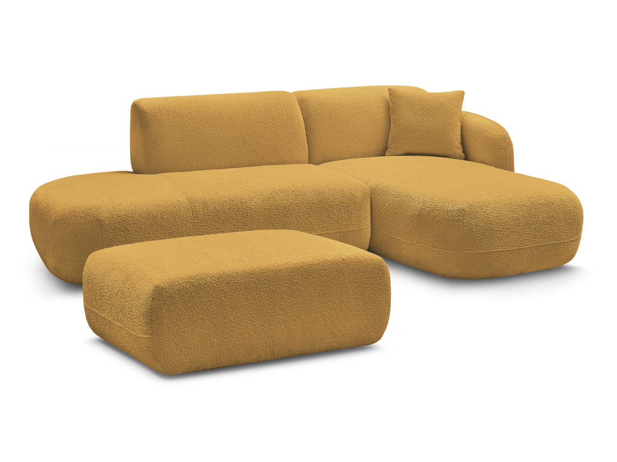Bobochic Anda Ecksofa mit Pouf 241 × 163 cm Chenille Gelb Ecke rechts