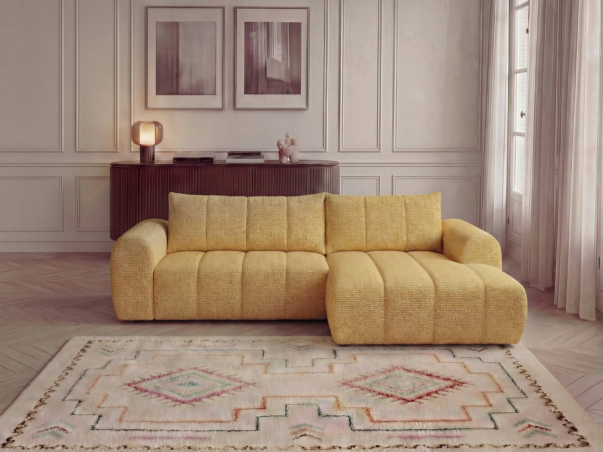 Bobochic Nesty Ecksofa 272 cm Melange-Stoff Gelb Ecke rechts