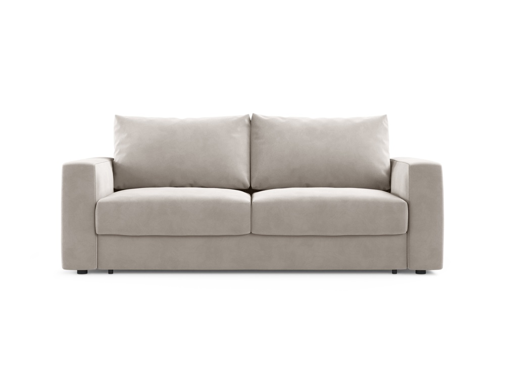 Cosmopolitan Design Schlafsofa Grena 3-Sitzer mit Bettkasten Samt Salvador Beige