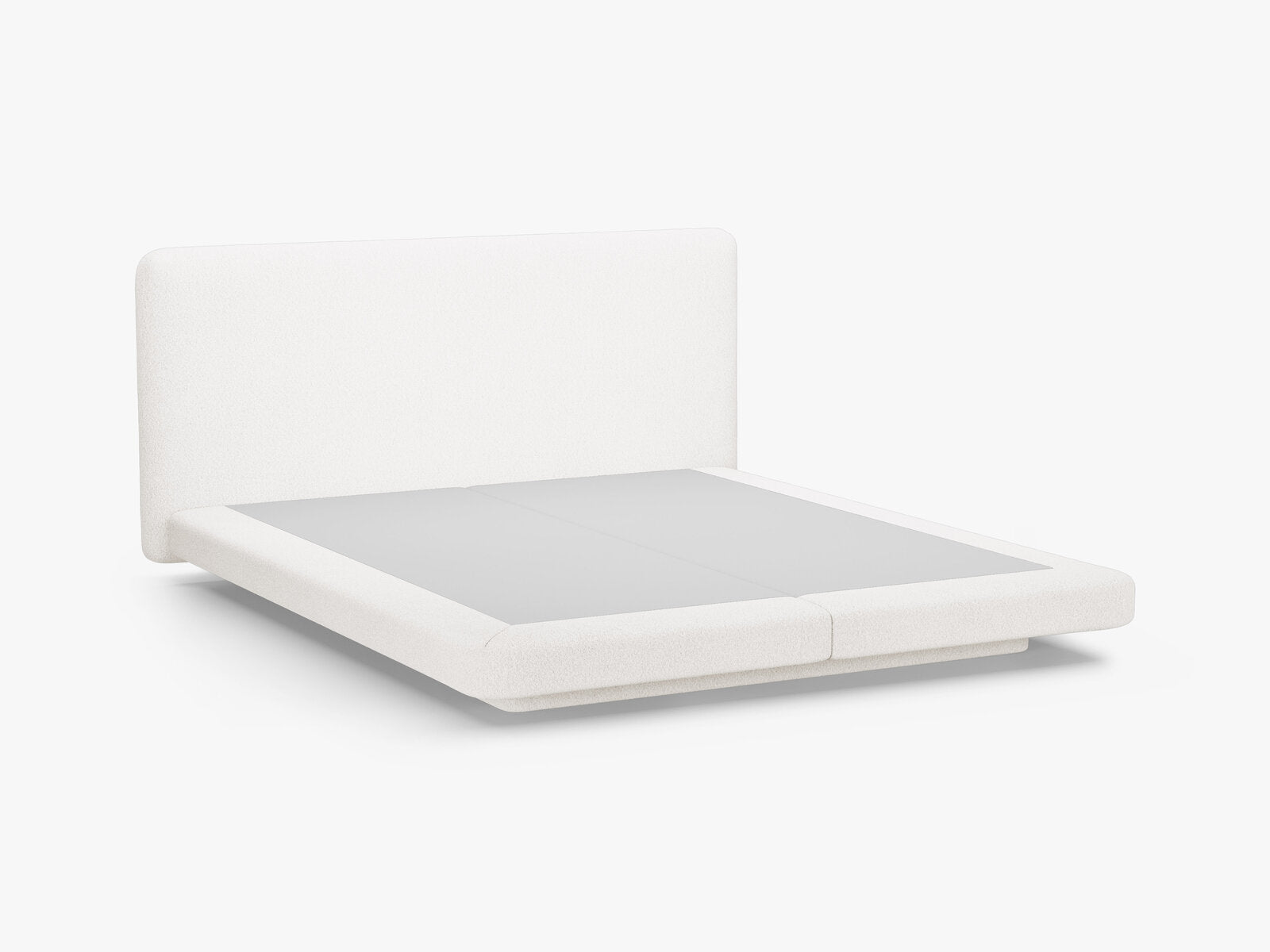Micadoni Polsterbett mit Kopfteil Linea Boucle Baloo Weiß 140x200