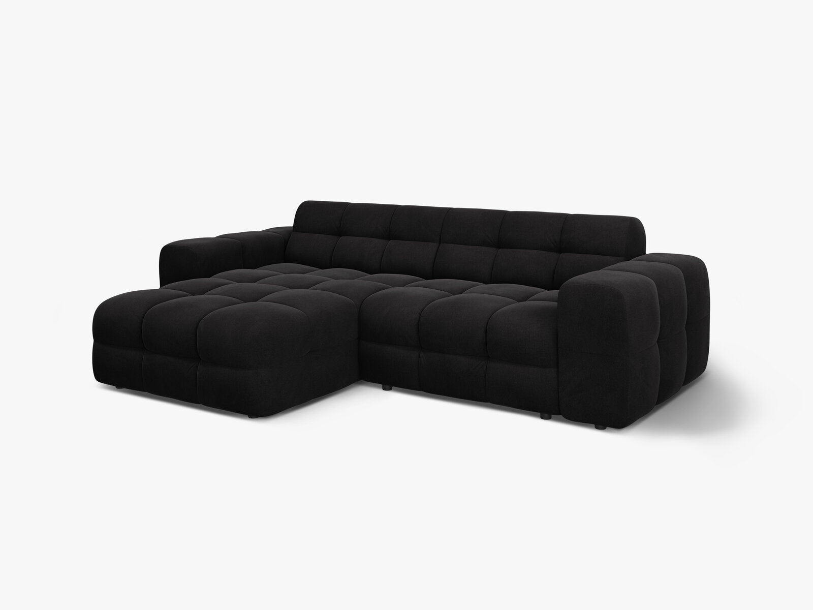 Micadoni Ecksofa Kendal 4-Sitzer Links Samt Magic Velvet Schwarz