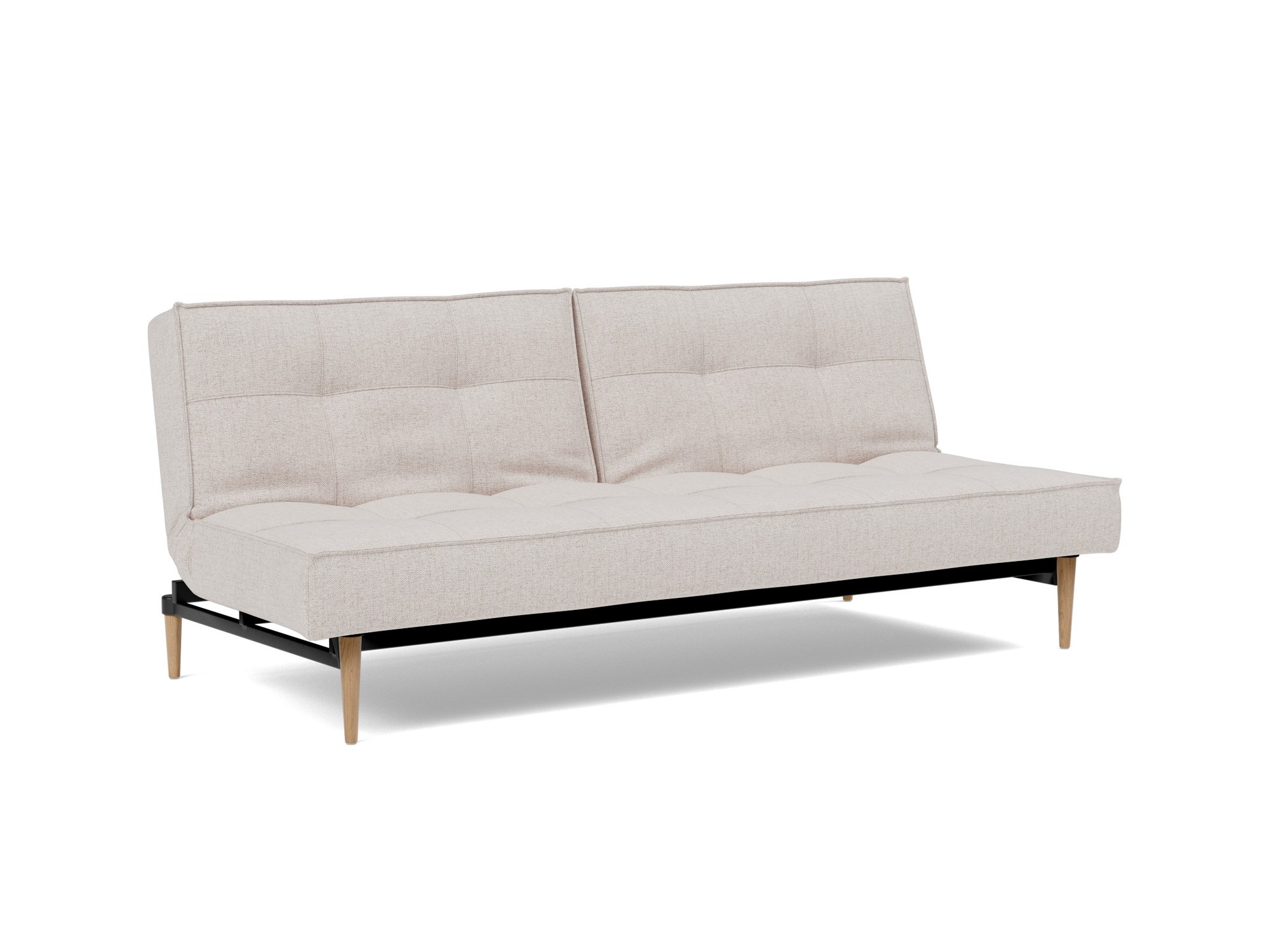 Schlafsofa Splitback Strukturierter Stoff Weda 300-Weda-Sand Beine Styletto Eiche hell