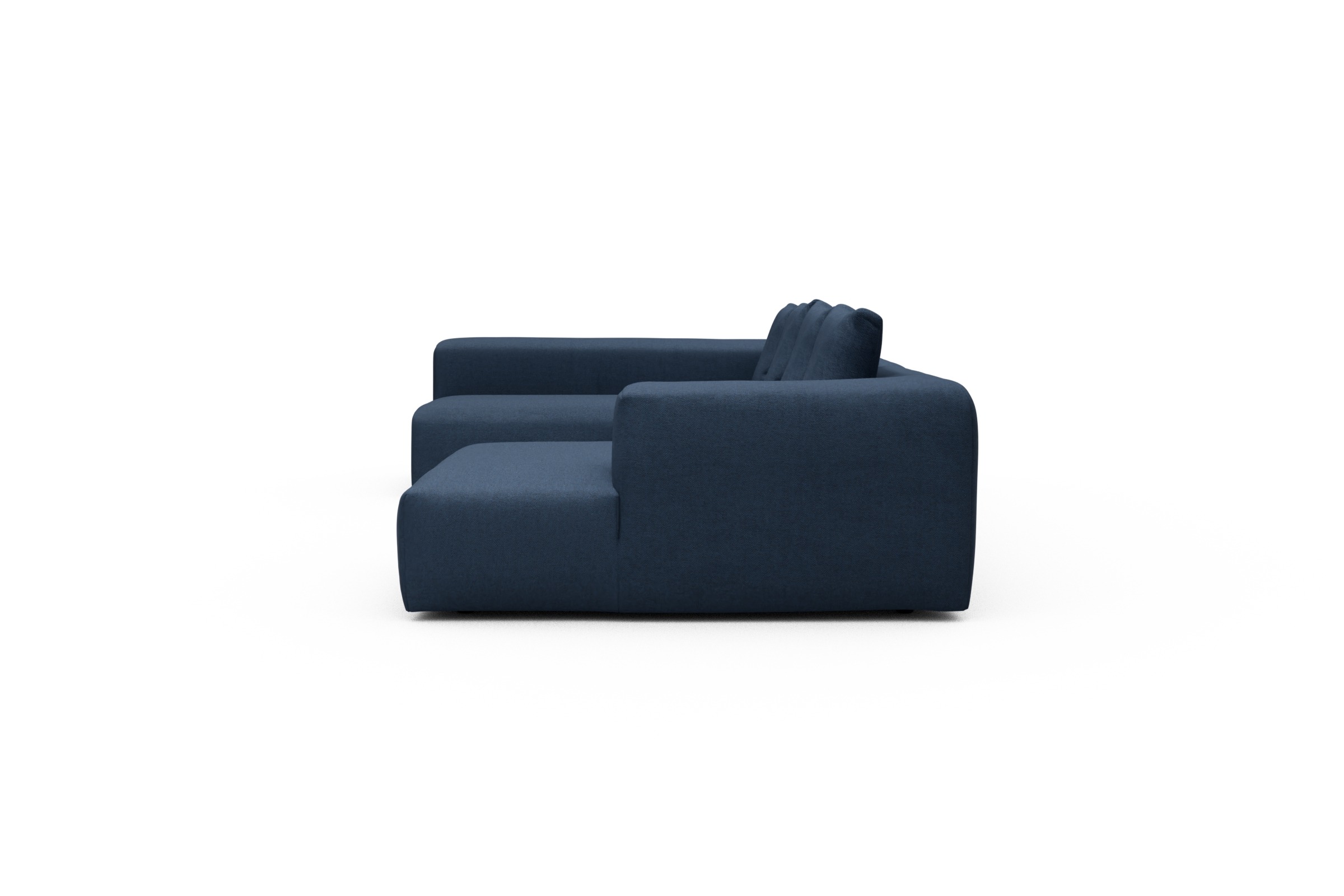Wohnlandschaft Fred Chaiselongue rechts mit 2-Sitzer und lange Armlehne links Weda-Blue