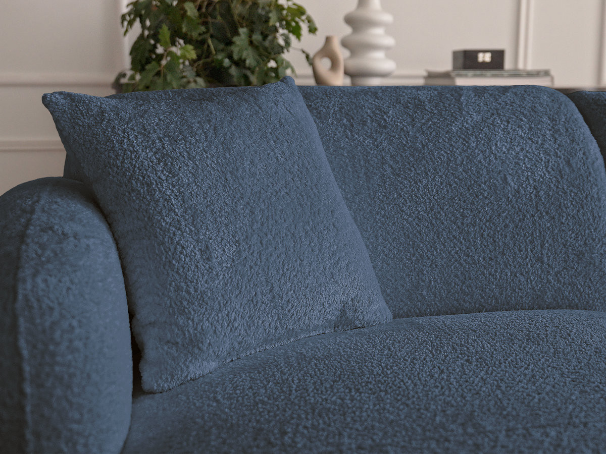 Bobochic Anda Ecksofa mit Pouf 241 × 163 cm Chenille Dunkelblau Ecke links