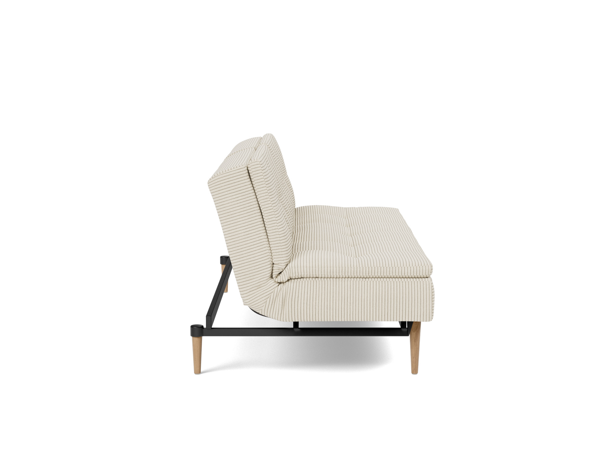 Schlafsofa Dublexo Kord Corduroy 594-Ivory Beine Styletto Eiche hell