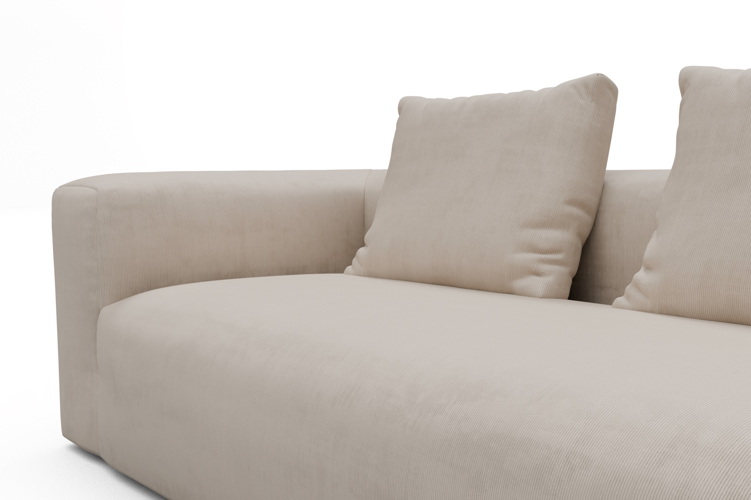 Ecksofa Fred Relax-Ecke rechts mit 2,5-Sitzer Cordufine-Off-White