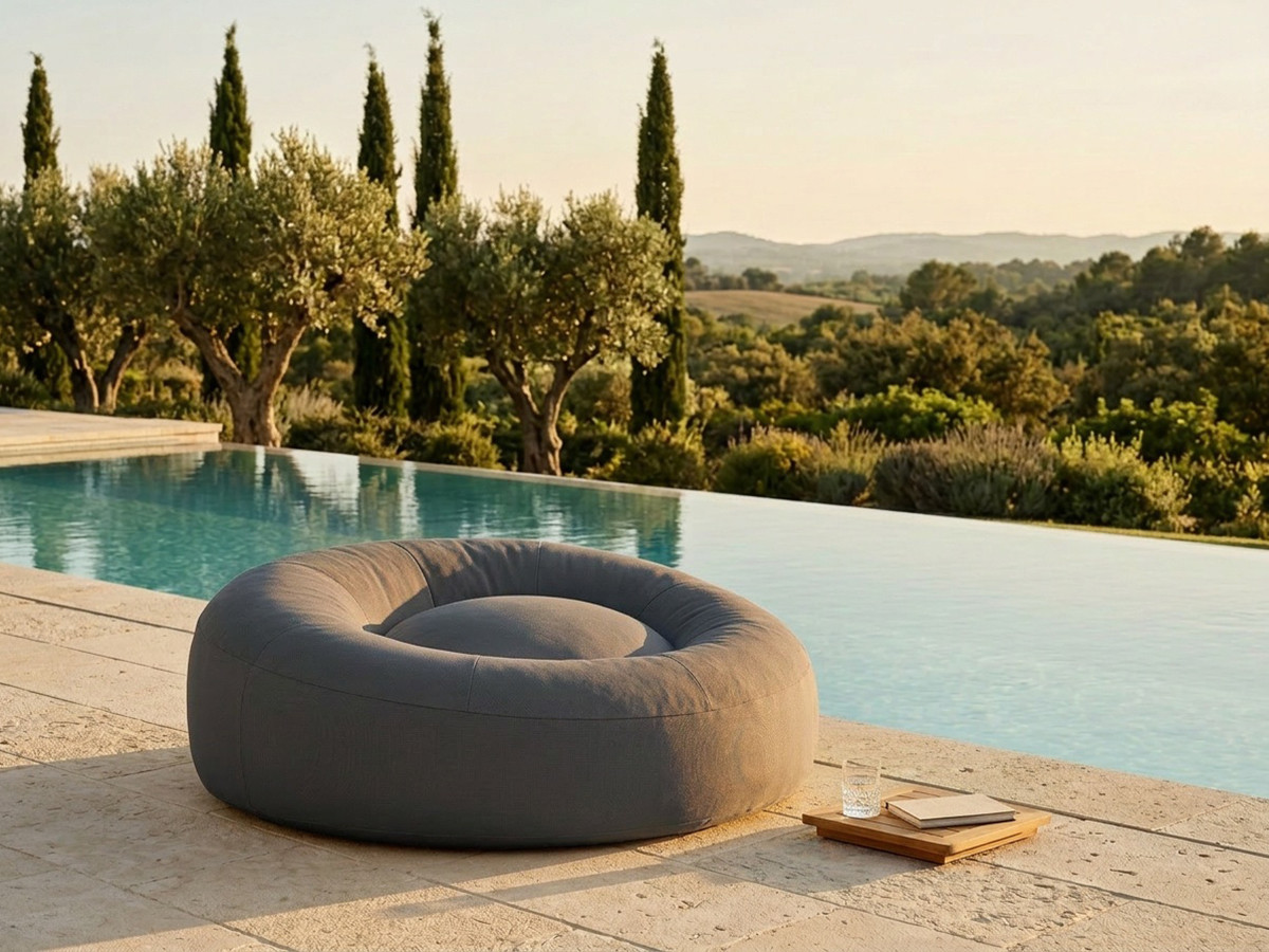 Bobochic Eloane Pouf Stoff Dunkelgrau, 150 cm