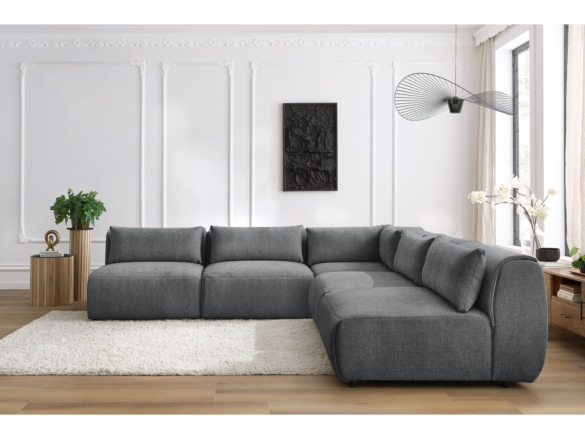 Bobochic Jeanne Ecksofa 299 × 299 cm Strukturstoff Dunkelgrau
