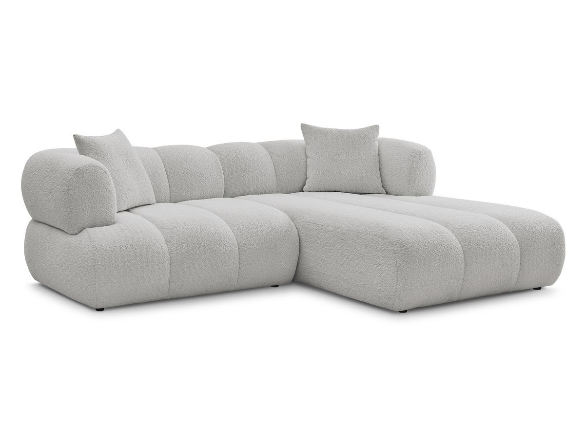 Bobochic Pamira Ecksofa Bouclé-Stoff Hellgrau Ecke rechts